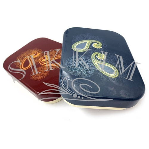 Puszka JM `Kashmir Petrol` prostokątna z okienkiem 500g